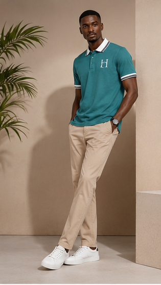 Horcun Men's Ocean Teal Premium Polo T-Shirt with Contrast Collar