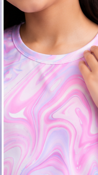 Girls Pink Marble Tie Dye Co-Ord Set | Kids Crop Top & Bell Bottom Pants | Stylish Summer Outfit for Girls