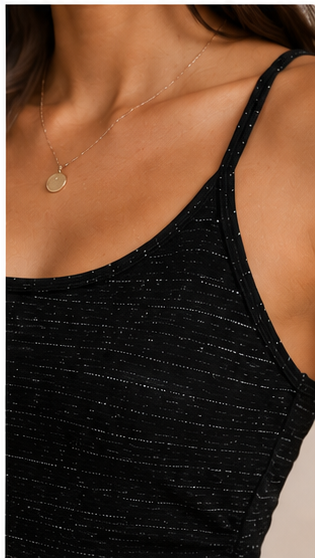Women’s Premium Black Spaghetti Strap Cami Top – Ruched Slim Fit Sleeveless Top