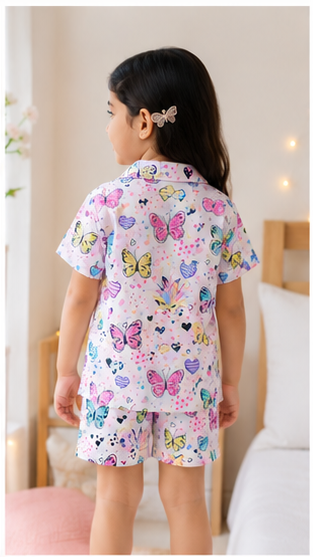 Girls Butterfly Print Pajama Set