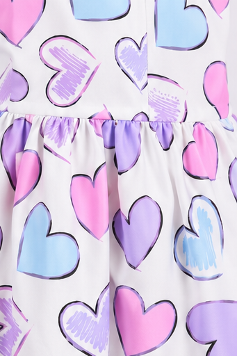 Girls Heart Print Sleeveless Fit & Flare Dress | Cute Casual Party Dress for Kids | Soft Comfortable Summer Dress for Girls