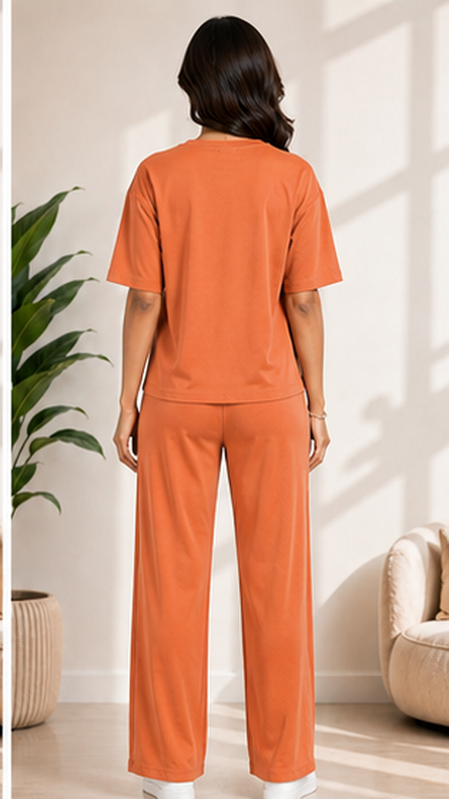 Women’s Rust Orange Co-ord Set | Premium Relaxed Fit Lounge Wear
