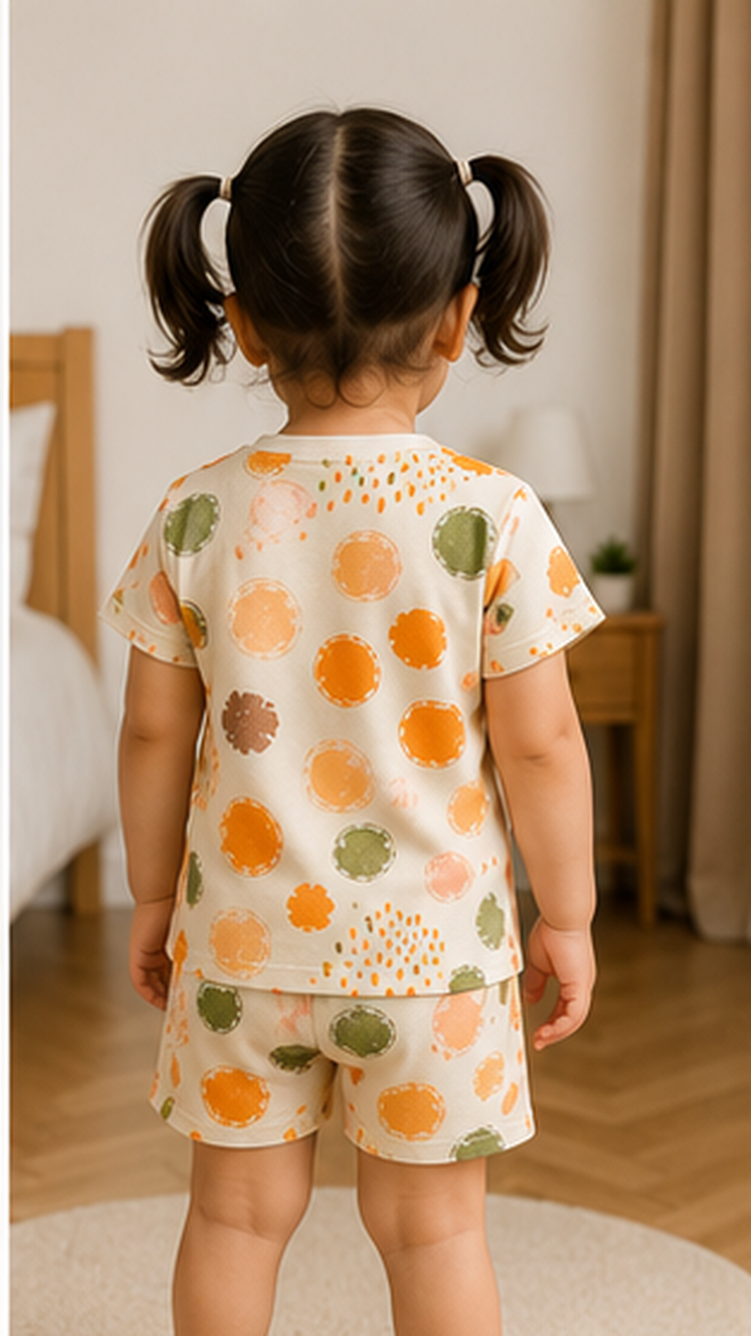 Abstract Polka Dot Kids Co-Ord Set – Soft Cotton Printed T-Shirt & Shorts for Girls