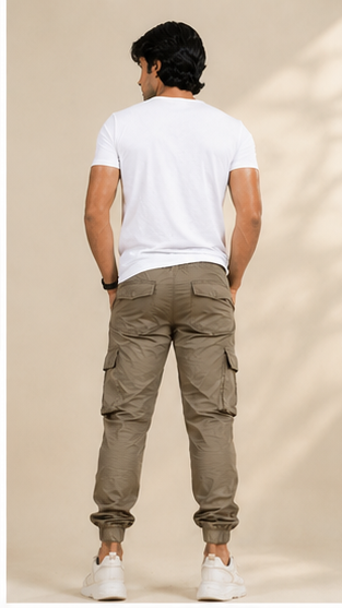 Khakhi Cargo Joggers for Men – Slim Fit Multi-Pocket Casual Streetwear Pants