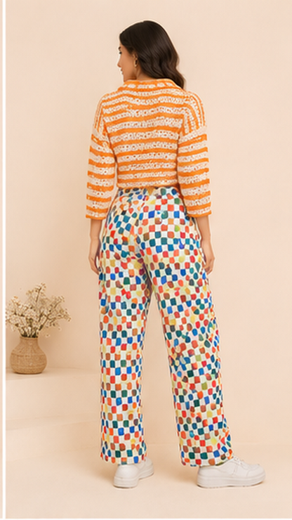 Women Multicolor Printed Wide Leg Pants – Trendy Casual Lounge & Vacation Wear Trousers