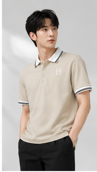 Men's Premium Off-White Polo T-Shirt with Contrast Collar | Elegant Casual Half Sleeve Polo