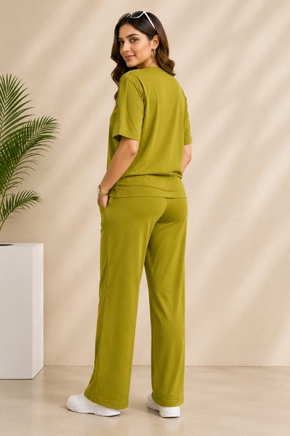 Women’s Olive Green Co-ord Set | Premium Relaxed Fit Lounge Wear