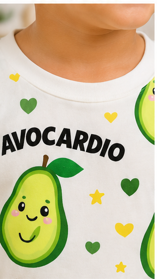 Kids Avocado Print Co-ord Set | Cute Avocuddle Cotton Summer Outfit for Boys & Girls