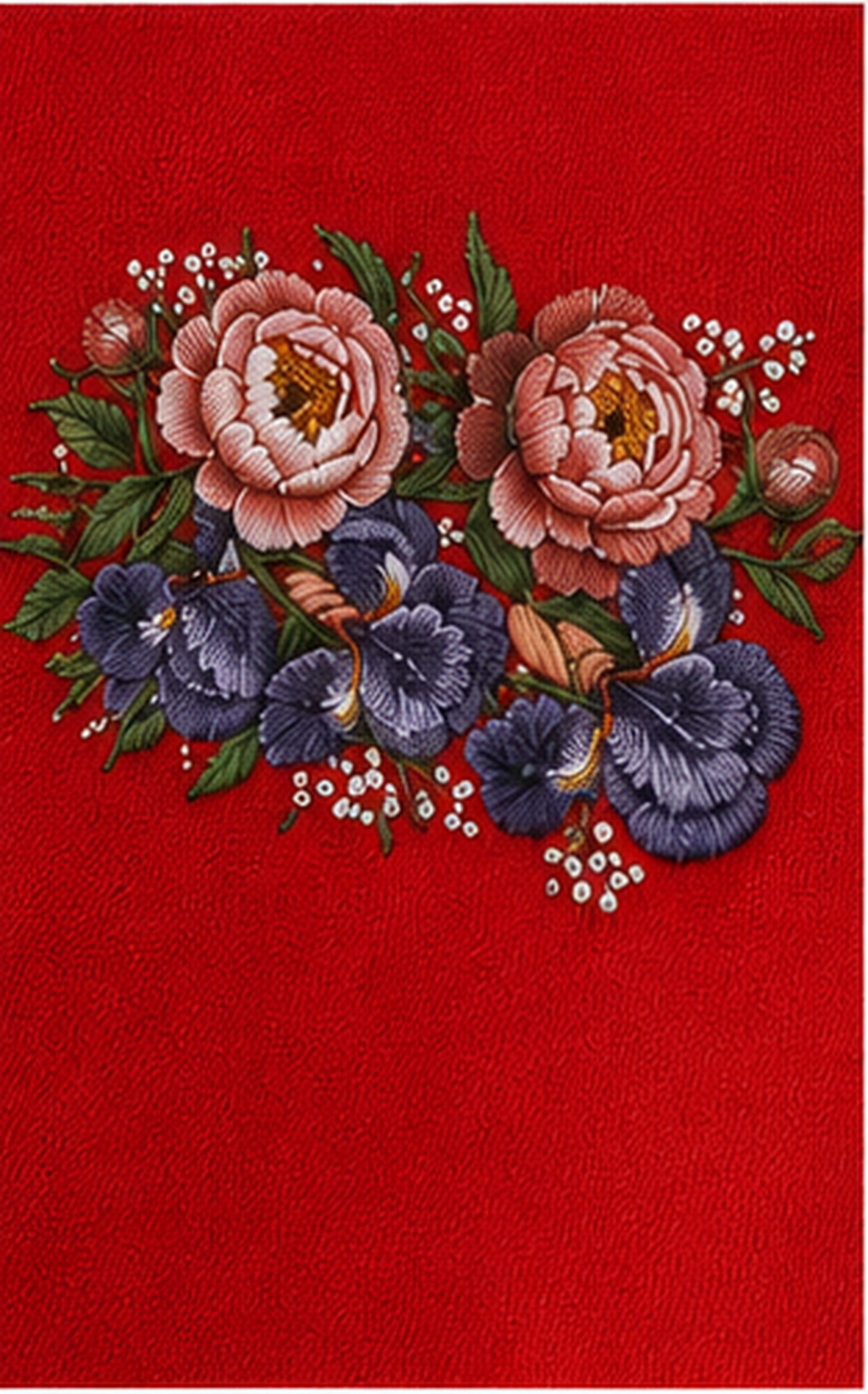 Women’s Red Floral Embroidered Co-Ord Set – Casual T-Shirt & Shorts Lounge Wear