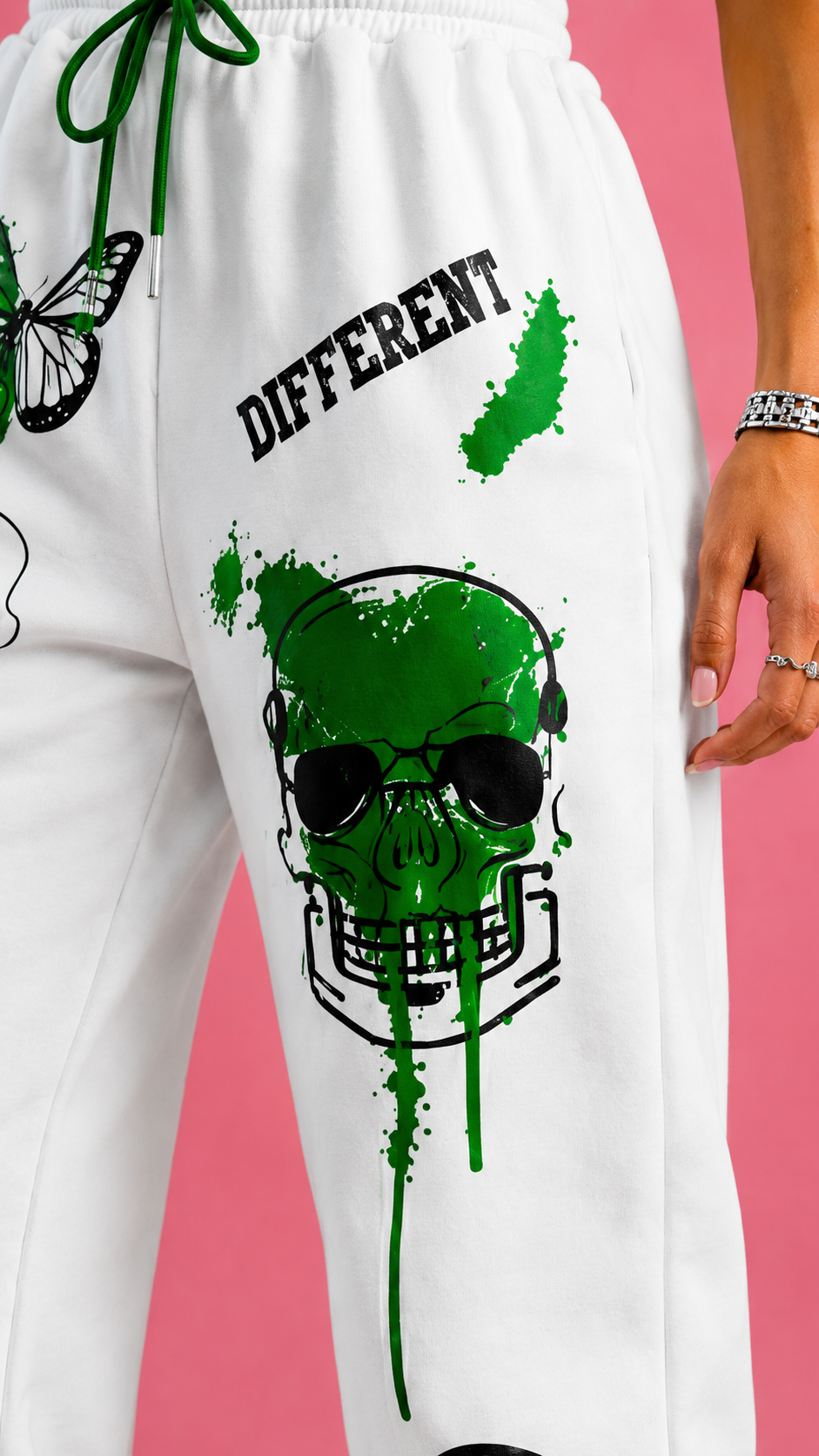 Women White Graphic Printed Joggers – Stylish Casual Streetwear & Lounge Pants