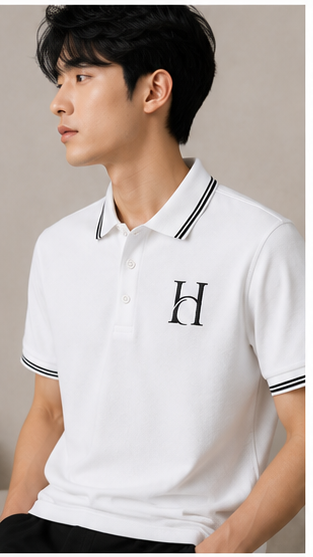 Men's Premium White Polo T-Shirt with Black Contrast Collar | Classic Smart Casual Half Sleeve Polo