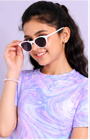 Girls Lavender Marble Co-Ord Set | Kids Crop Top & Flared Pants Outfit | Trendy Western Wear for Girls