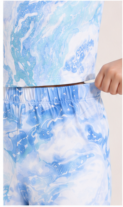 Girls Blue Tie Dye Co-Ord Set | Kids Crop Top & Bell Bottom Pants Outfit | Stylish Western Wear for Girls