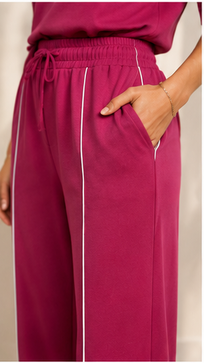 Women’s Fuchsia Pink Co-ord Set | Premium Relaxed Fit Lounge Wear