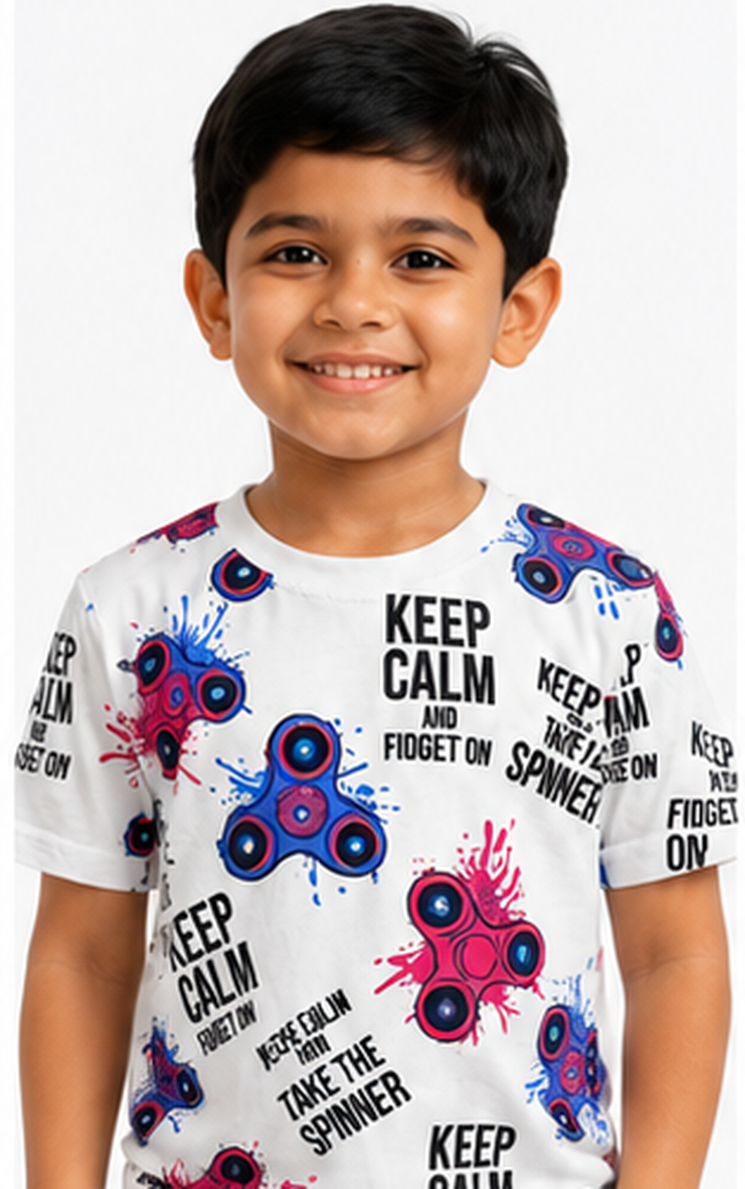 Fidget Spinner Print Kids Co-Ord Set – Cotton T-Shirt & Shorts Summer Outfit for Boys