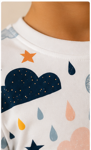 Rainbow Cloud Kids Co-Ord Set – Soft Cotton T-Shirt & Shorts with Weather Print