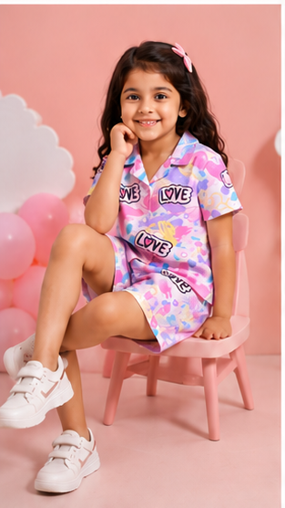 Girls Printed Pajama Set