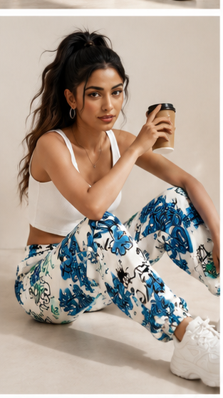 Women White Graffiti Printed Joggers – Stylish Casual Lounge & Streetwear Pants