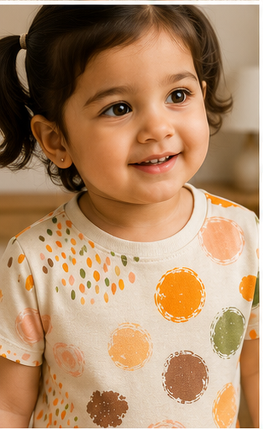 Abstract Polka Dot Kids Co-Ord Set – Soft Cotton Printed T-Shirt & Shorts for Girls