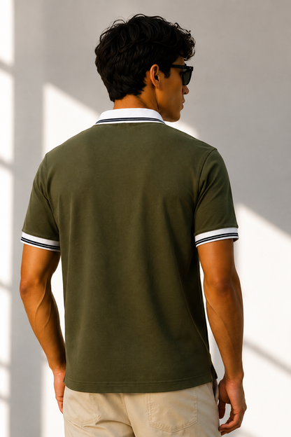 Horcun Men's Olive Green Premium Polo T-Shirt | Smart Casual Polo