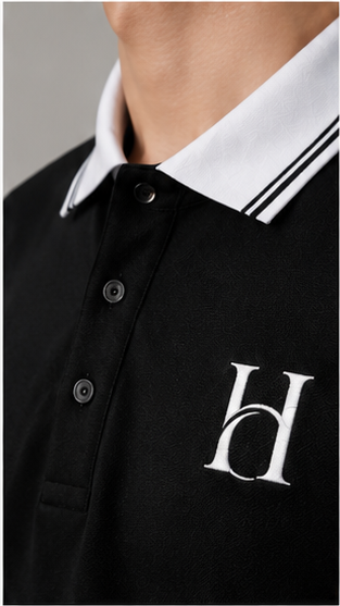 Men's Premium Black Polo T-Shirt with White Contrast Collar | Classic Casual Half Sleeve Polo