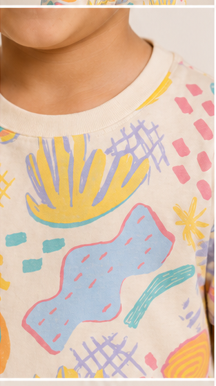 Pastel Abstract Print Kids Co-Ord Set | Soft Cotton Summer Outfit for Boys & Girls