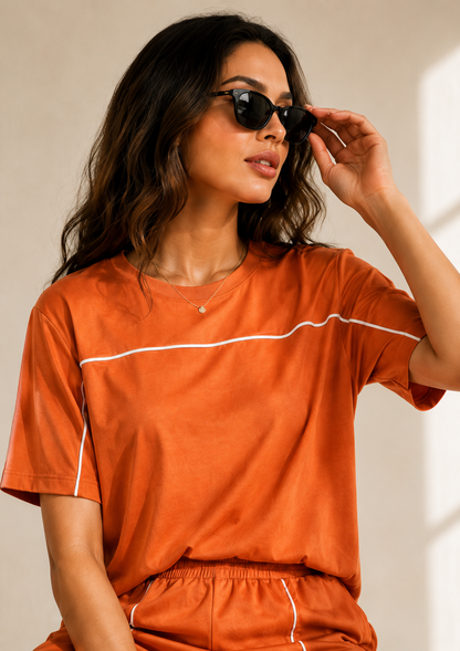 Women’s Rust Orange Co-ord Set | Premium Relaxed Fit Lounge Wear