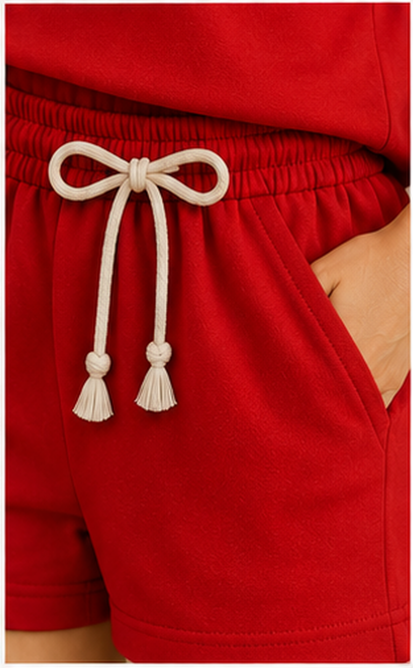Women’s Red Floral Embroidered Co-Ord Set – Casual T-Shirt & Shorts Lounge Wear