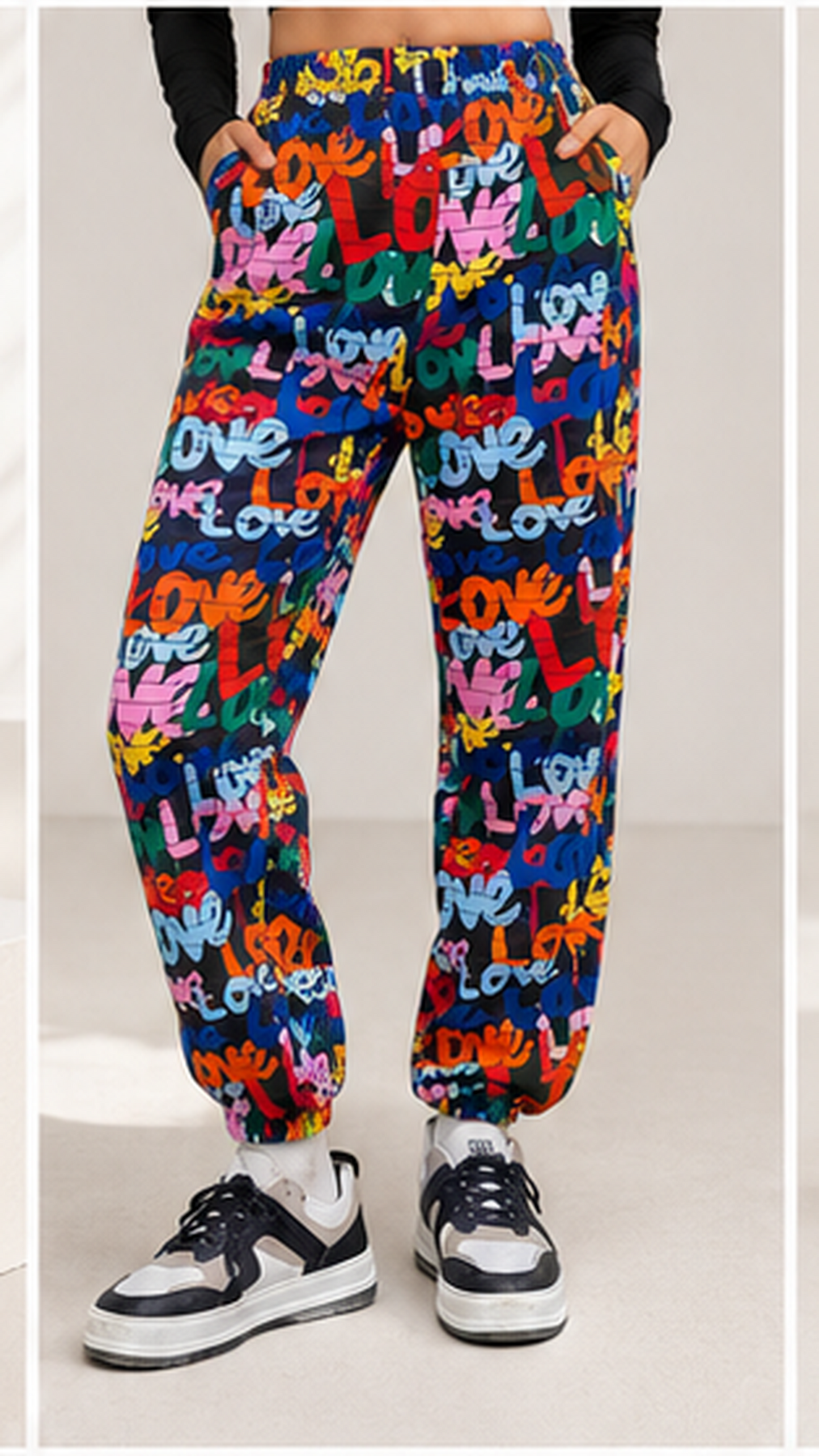 Women Multicolor Graffiti Printed Joggers – Trendy Casual Streetwear & Lounge Pants