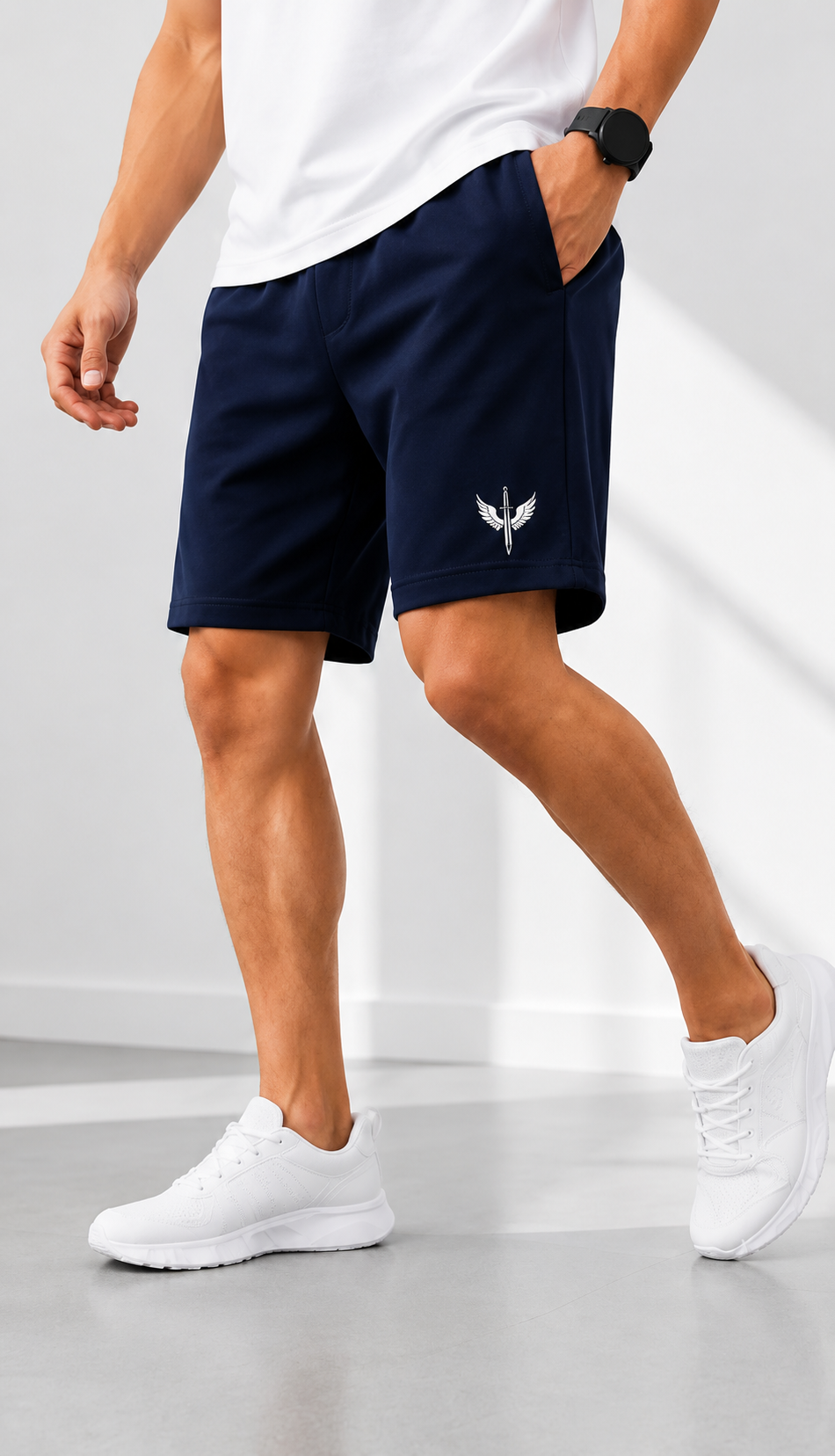 Horcun Men's Navy Blue Performance Training Shorts | Premium Athletic Shorts