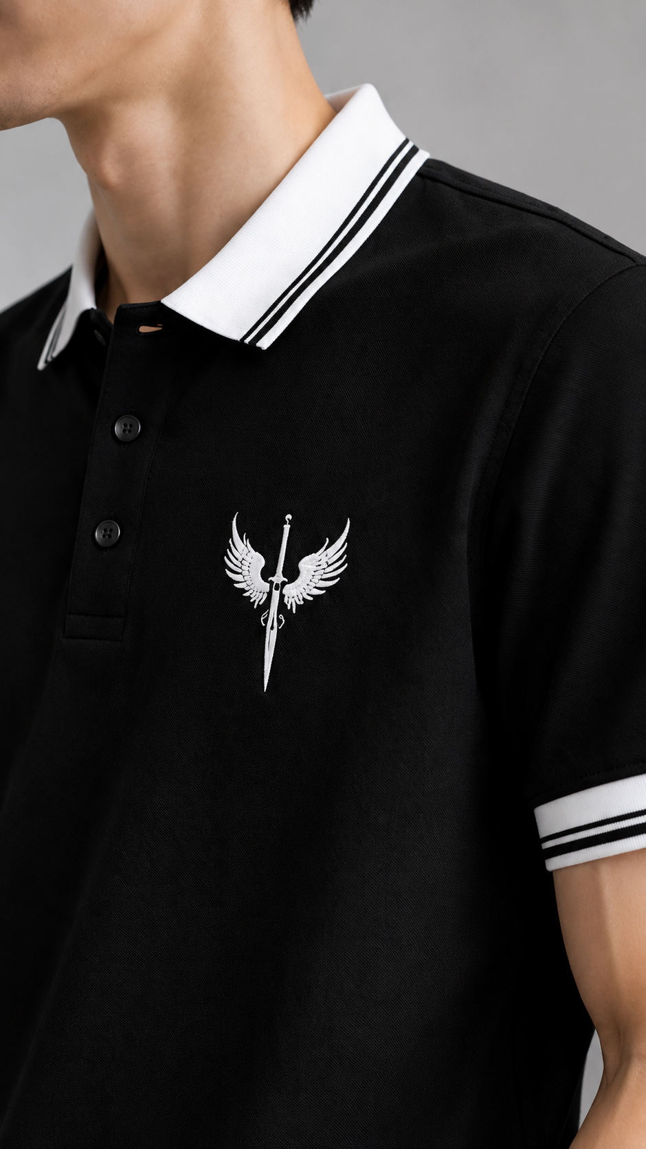 Horcun Men's Black Signature Polo T-Shirt | Premium Contrast Collar Polo