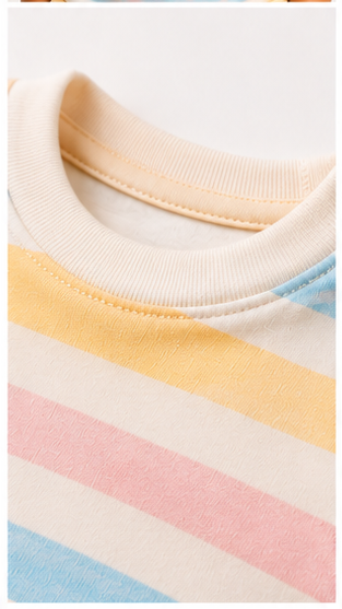 Pastel Stripe Kids Co-Ord Set – Soft Cotton T-Shirt & Shorts Summer Outfit for Boys & Girls