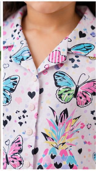 Girls Butterfly Print Pajama Set