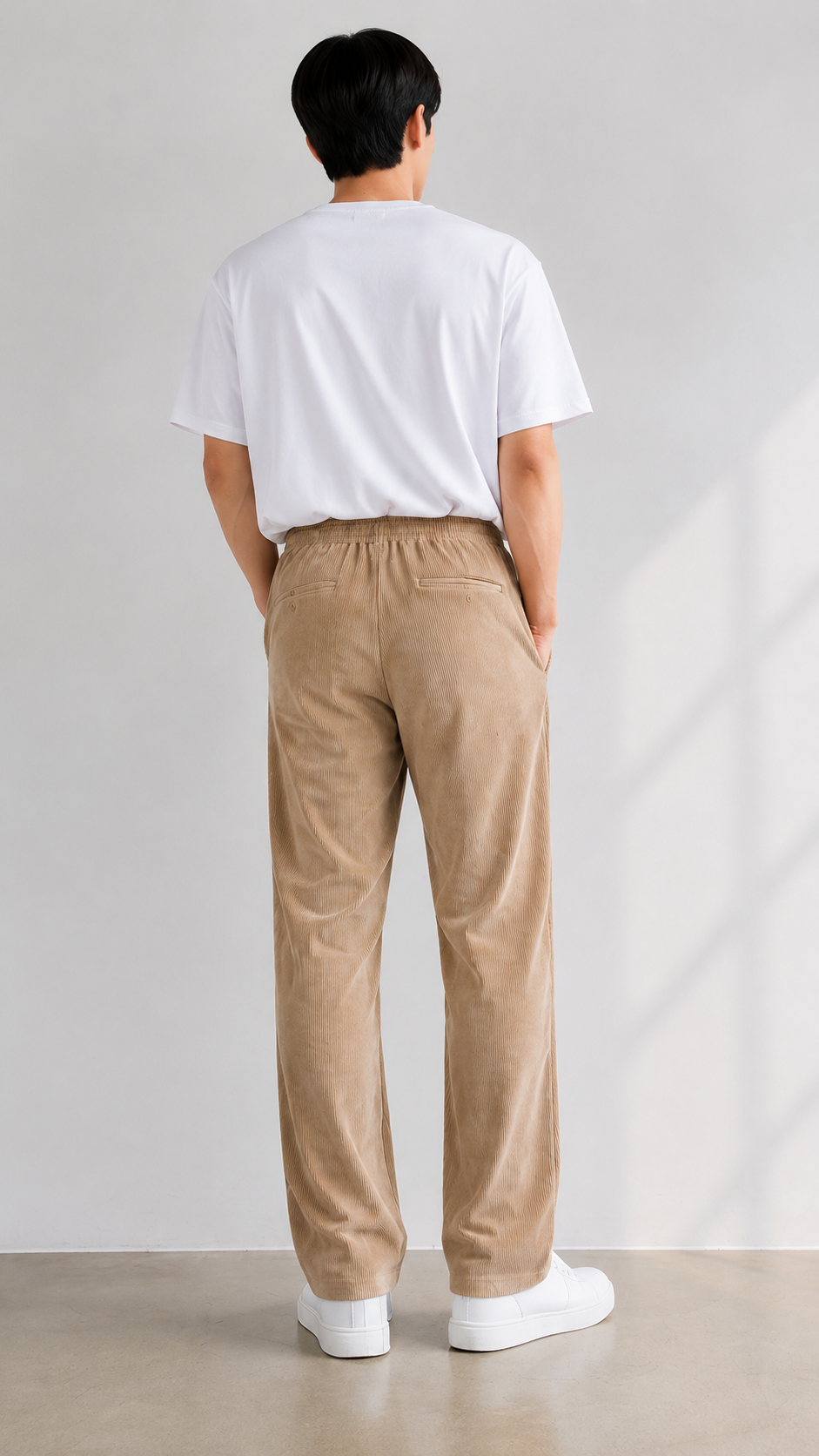 Horcun Men's Sand Beige Corduroy Drawstring Trousers | Premium Casual Pants