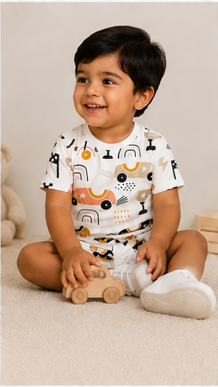 Kids Racing Car Print Co-ord Set | Trendy Car Graphic T-Shirt & Shorts Summer Outfit for Boys