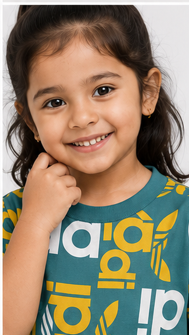 Teal Graphic Typography Kids Co-Ord Set – Bold Logo Style T-Shirt & Shorts for Girls