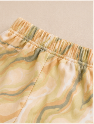 Girls Beige Marble Co-Ord Set | Kids Crop Top & Flared Pants Outfit | Trendy Western Wear for Girls