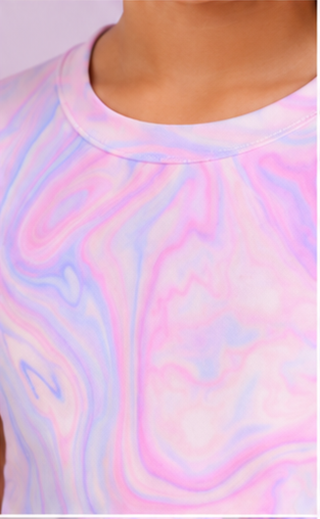 Girls Pastel Tie Dye Co-Ord Set | Kids Crop Top & Flared Pants Outfit | Trendy Casual Wear for Girls