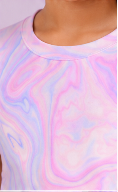 Girls Pastel Tie Dye Co-Ord Set | Kids Crop Top & Flared Pants Outfit | Trendy Casual Wear for Girls