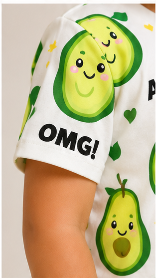 Kids Avocado Print Co-ord Set | Cute Avocuddle Cotton Summer Outfit for Boys & Girls