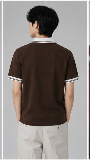 Men's Premium Coffee Brown Polo T-Shirt with White Contrast Collar | Classic Casual Polo Tee