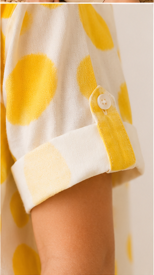Boys White & Yellow Polka Dot Cotton Short Kurta Shirt – Trendy Summer Kidswear
