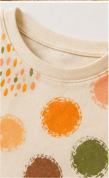 Abstract Polka Dot Kids Co-Ord Set – Soft Cotton Printed T-Shirt & Shorts for Girls