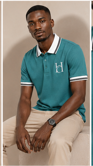 Horcun Men's Ocean Teal Premium Polo T-Shirt with Contrast Collar