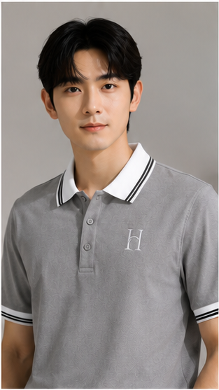 Men's Premium Light Grey Polo T-Shirt with White Contrast Collar | Classic Smart Casual Polo Tee