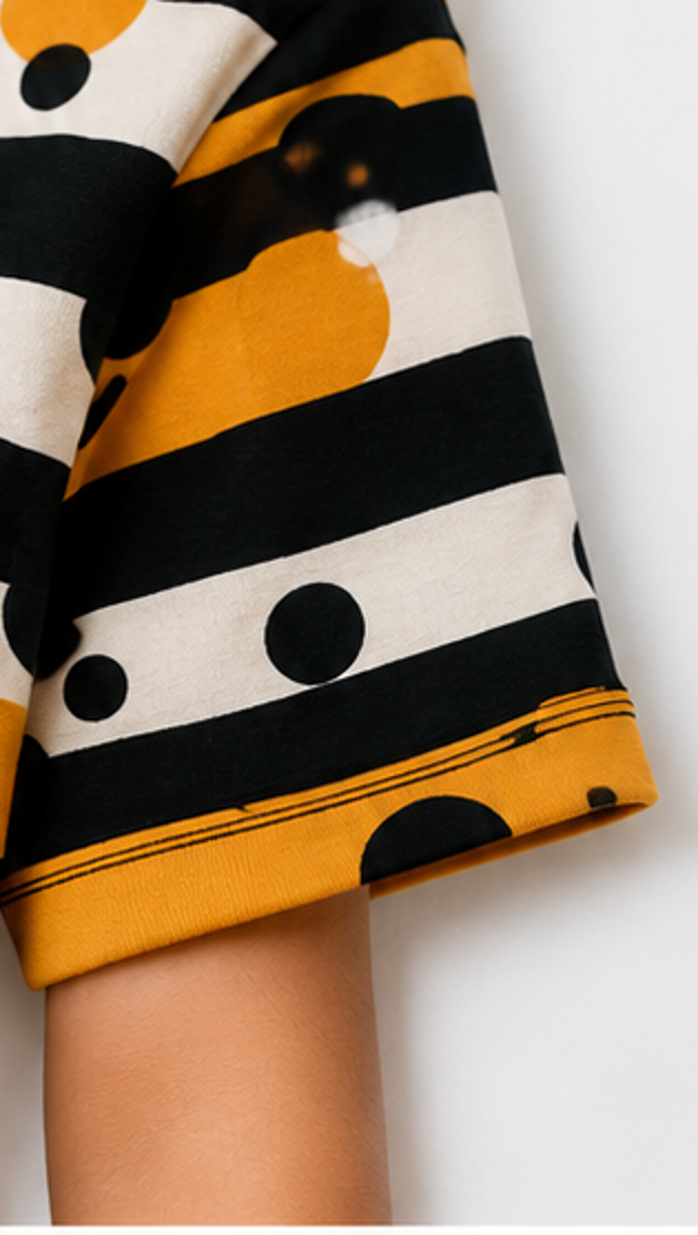 Bold Stripe & Polka Dot Kids Co-Ord Set – Trendy Cotton T-Shirt & Shorts Set