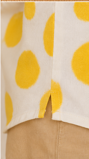 Boys White & Yellow Polka Dot Cotton Short Kurta Shirt – Trendy Summer Kidswear