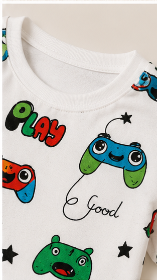 Kids Gaming Print Co-ord Set | Cartoon Game Controller T-Shirt & Shorts Summer Outfit for Boys
