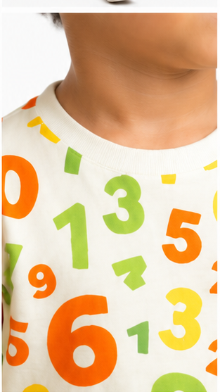 Numbers Print Kids Co-Ord Set – Educational Cotton T-Shirt & Shorts Summer Outfit for Boys & Girls