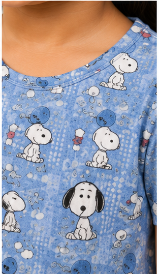 Blue Cartoon Dog Kids Co-Ord Set – Cute Character Print T-Shirt & Shorts for Girls